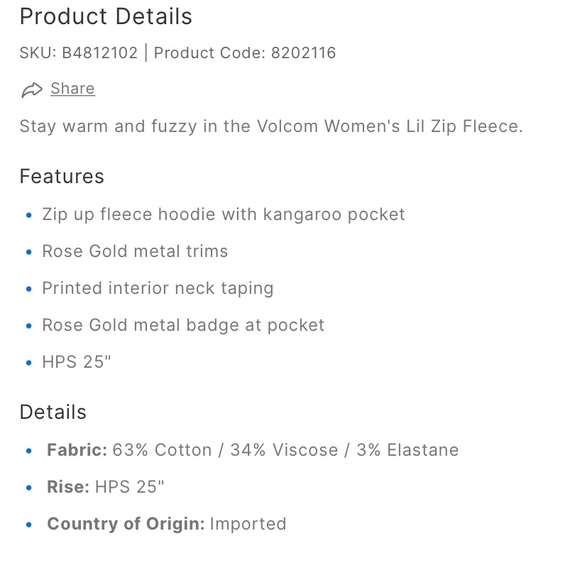 New! Volcom Lived in Lounge Lil Zip Fleece small - Picture 11 of 12